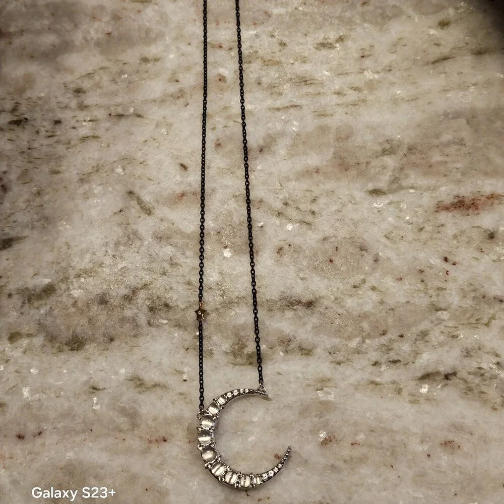 RARE MONICA RICH KOSANN DREAM CRESCENT MOON STAR SAPPHIRE 925 CHARM NECKLACE